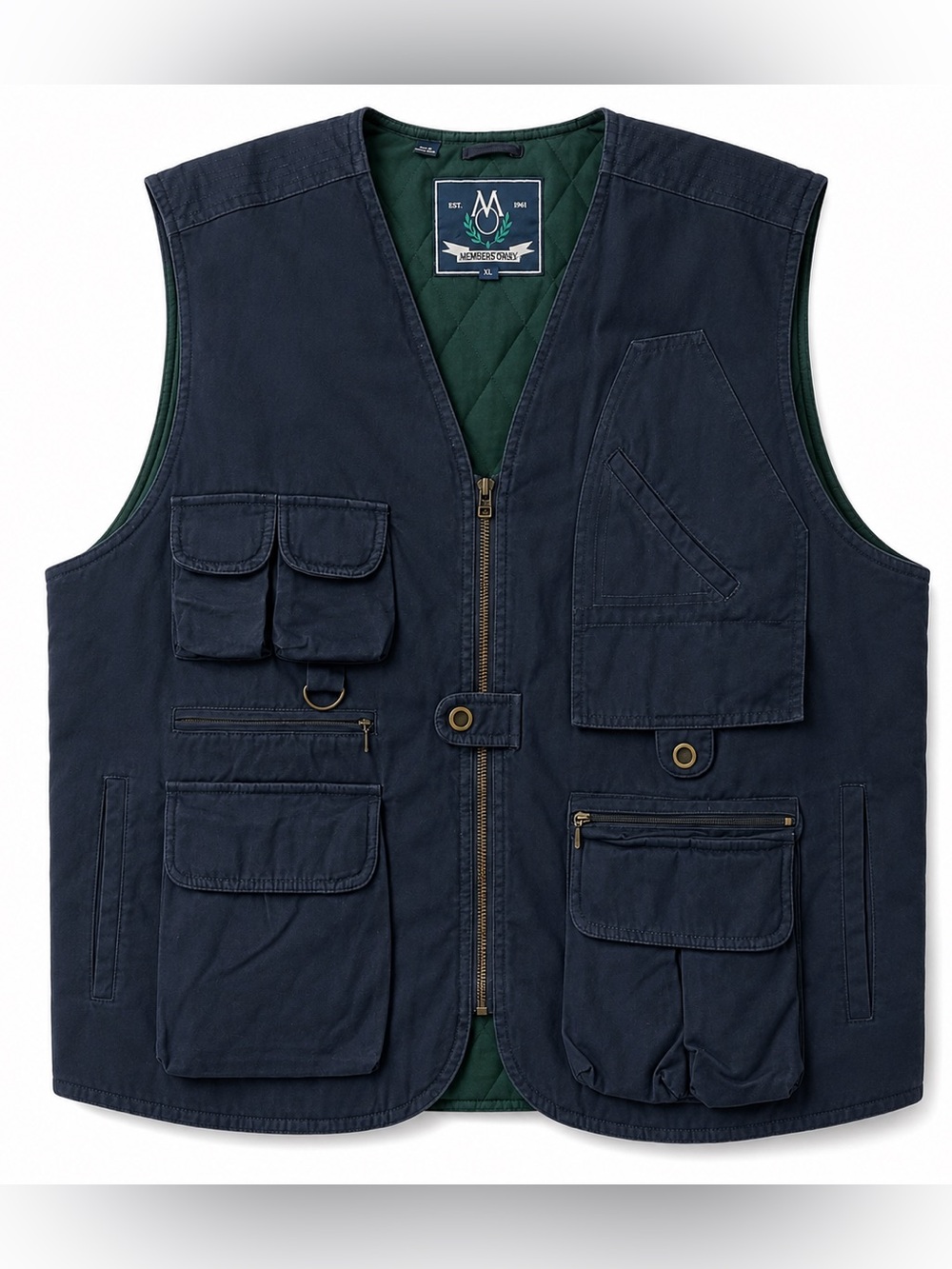 NWT Members only Stone Canyon Navy blue vest utility field vest
size XL